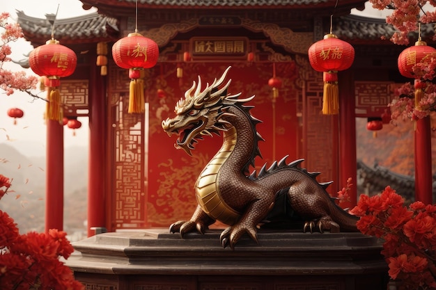 Vector Happy Chinese New Year 2024 Dragon