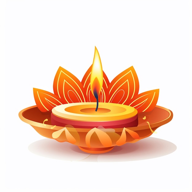 Vector happy Diwali festival with oil lamp diwali happy on white background