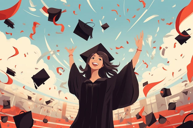 Vector happy flat graduation background