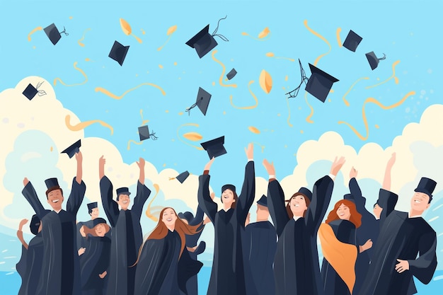 Photo vector happy flat graduation background