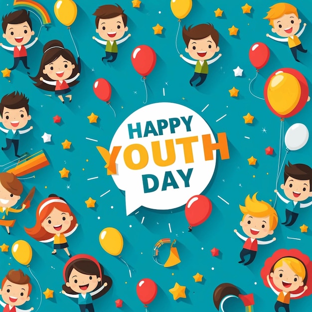 Photo vector happy flat youth day background