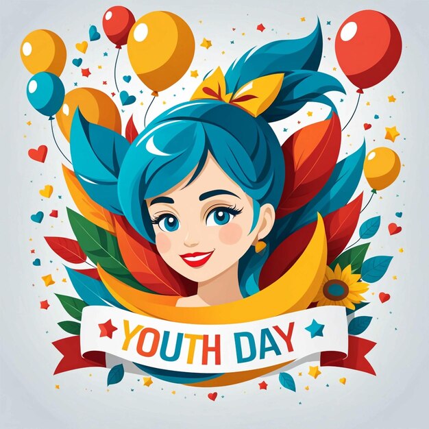 Photo vector happy flat youth day background