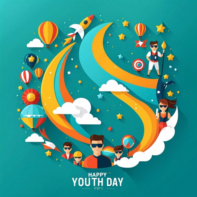 vector happy flat youth day background