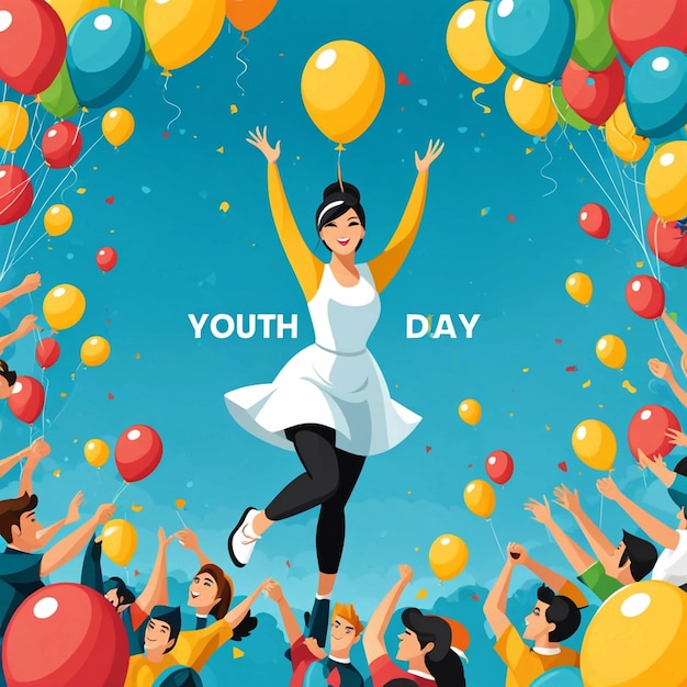 vector happy flat youth day background