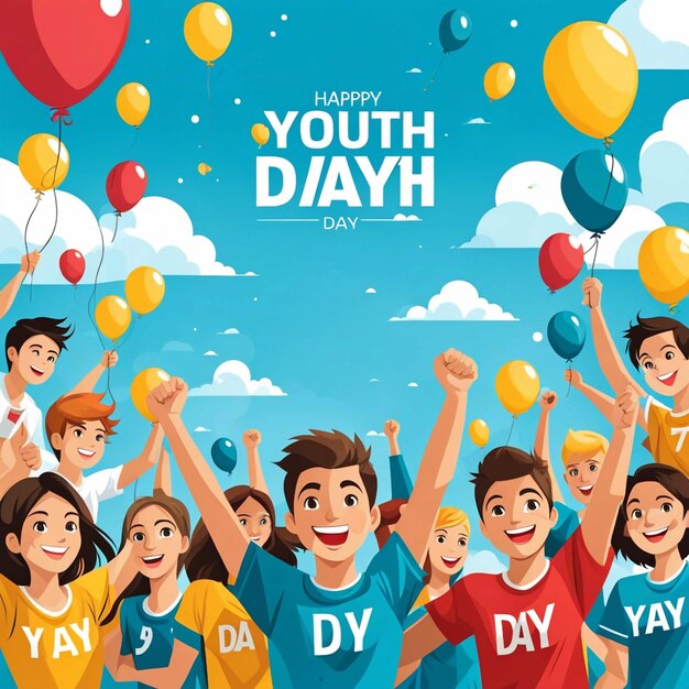 vector happy flat youth day background