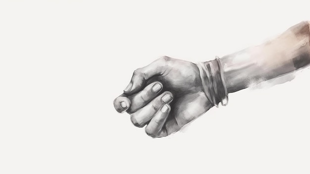 Vector happy friendship day hand draw gray watercolor hand holding card design Generative AI