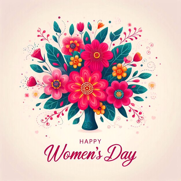 vector happy womens day flower decorative card