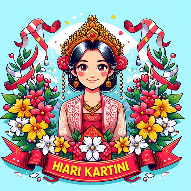 Photo vector hari kartini a poster that says