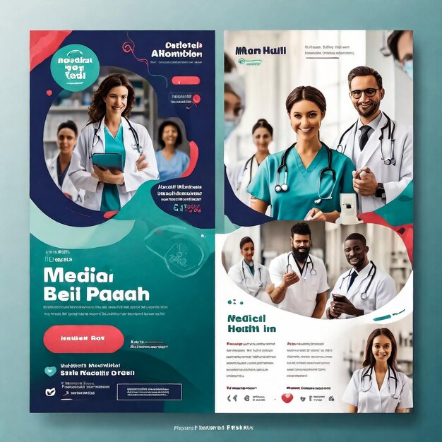 Photo vector health care brochure for clinic with doctors medical flyer design