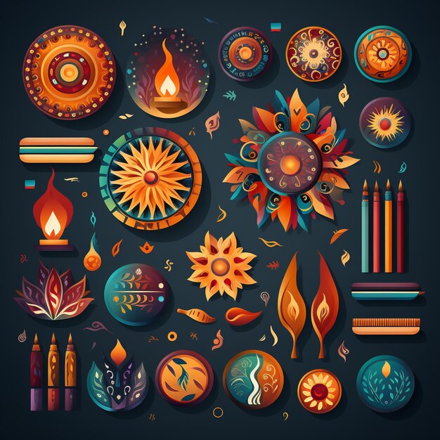 Photo vector of holi flat icons in indian style