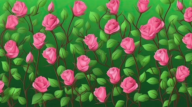 Vector Horizontale Naadloze Achtergrond Met Roze Bloemen