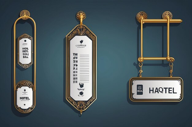 Vector hotel handles with hanging signs