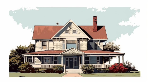 Vector House Illustration For Modern Wall Art