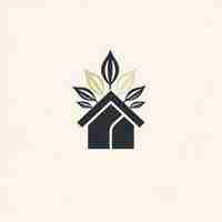 Photo vector house logo with leaves