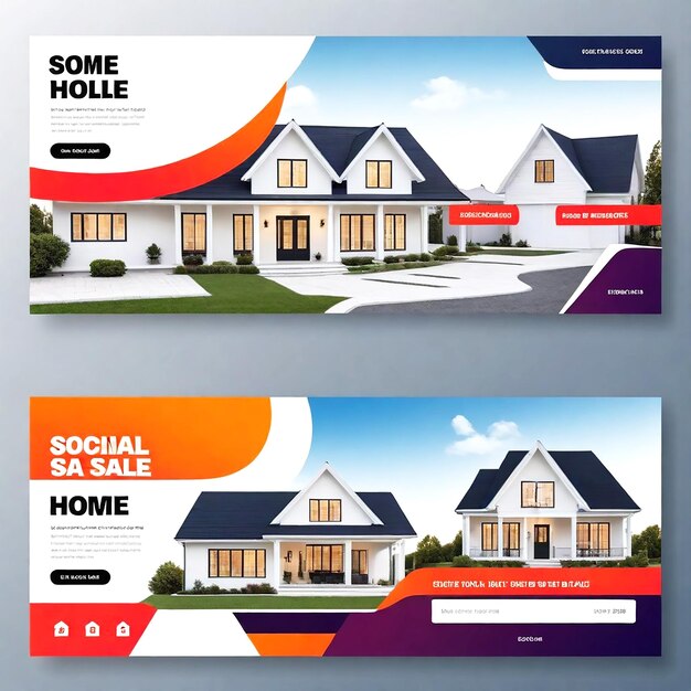 Foto vector house sale banner di copertina sui social media e banner pubblicitari e vendita di case su instagram