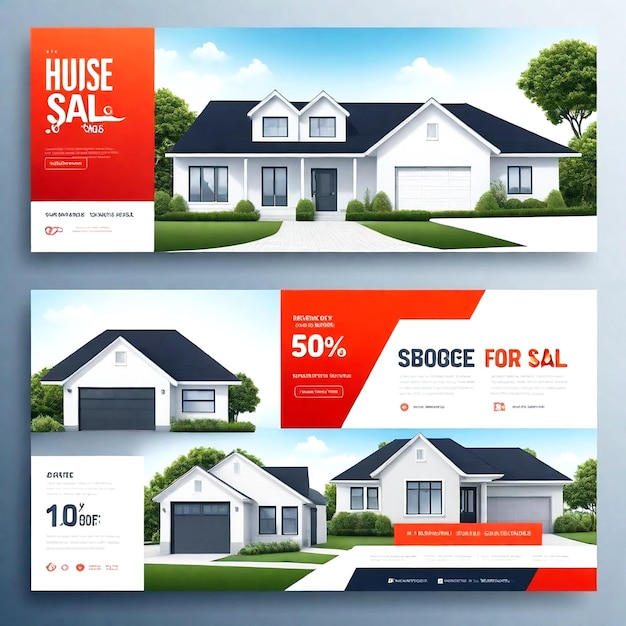 Фото Продажа векторных домов социальные сети обложка баннера и рекламы баннера и инстаграм продажа домов