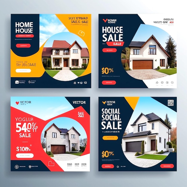 Vector Huisverkoop Social Media Cover Banner En Advertenties Banner En Instagram Huisverkopen