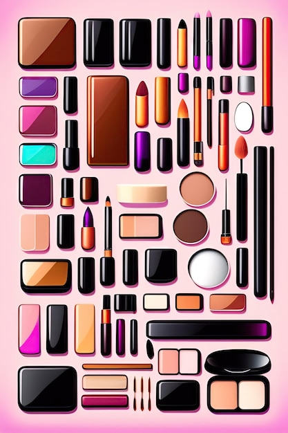 Vector icon set make-up accessoires Cosmetische accessoires lijntekeningen set