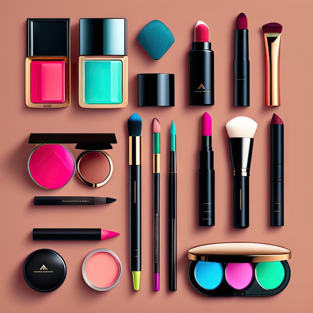 Vector icon set van make-up accessoires Cosmetische accessoires flet line set