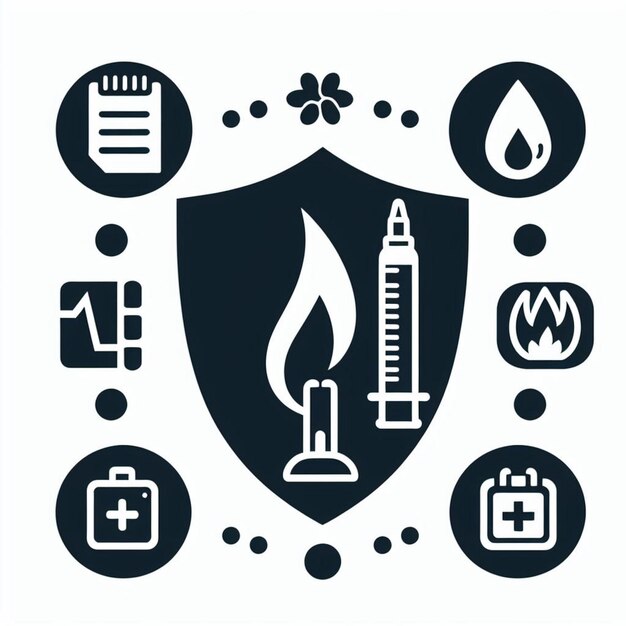 Photo vector icons themed around health and safety