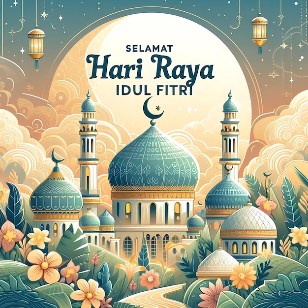 vector idul fitri een poster voor de maand ramadani