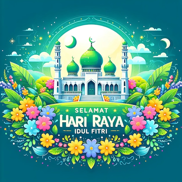 vector idul fitri a poster for a mosque that