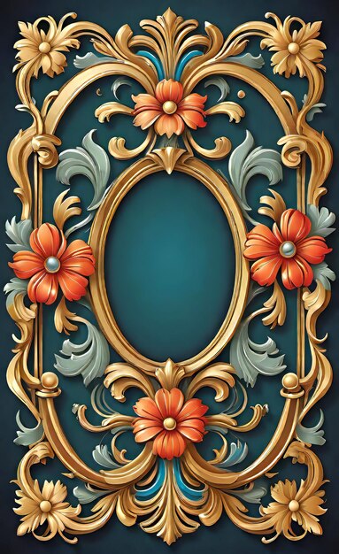 Foto vector illustratie frame met bloemenpatroon in retro vintage stijl met decoratieve ornamenten