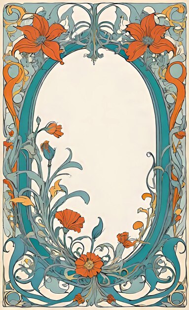 Foto vector illustratie frame met bloemenpatroon in retro vintage stijl met decoratieve ornamenten