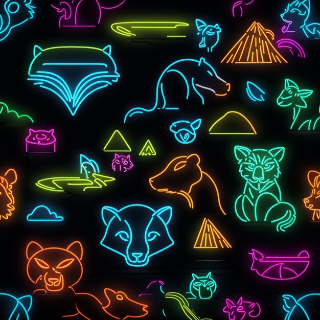 Foto vector illustratie neon dieren op zwarte achtergrond vector illustratie neon dier op bla