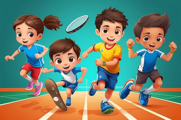 Vector illustratie van kinderen die sporten