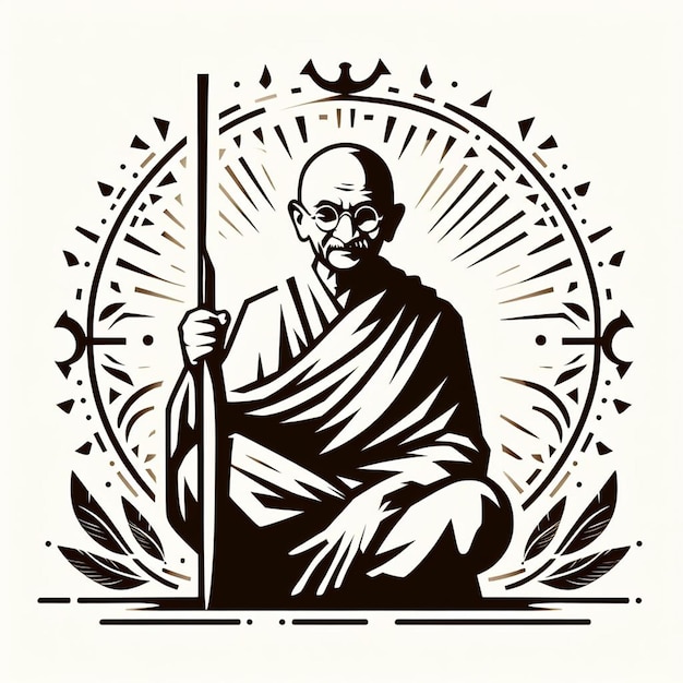 Foto vector illustratie van mahatma gandhi 3