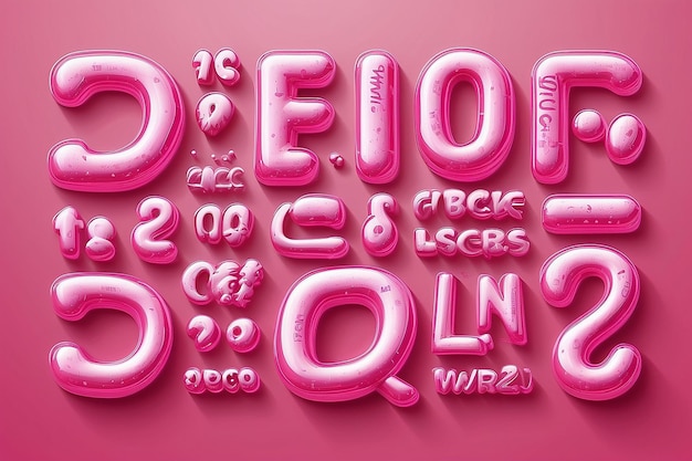 Vector illustration 3D Pink Bubble Typeface Design Trendy font with glossy