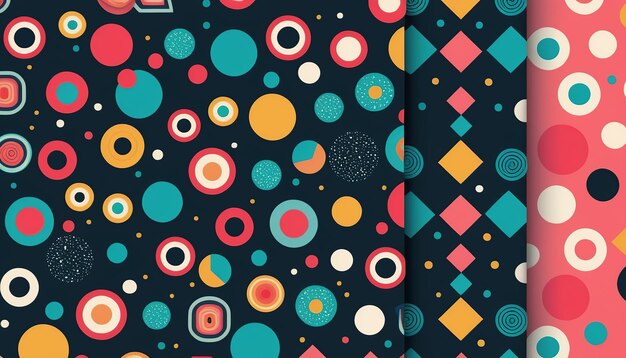 Vector Illustration of 4 Cute Geometric Patterns