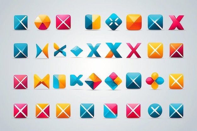 Vector illustration of abstract icons based on the letter x