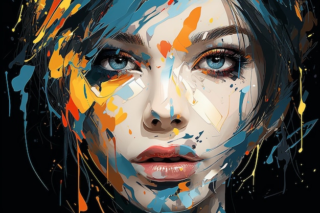 vector illustration of An abstract portrait of girl Ai generated