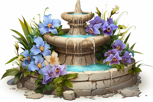 vector illustration of an ancient stone fountain Ai generated