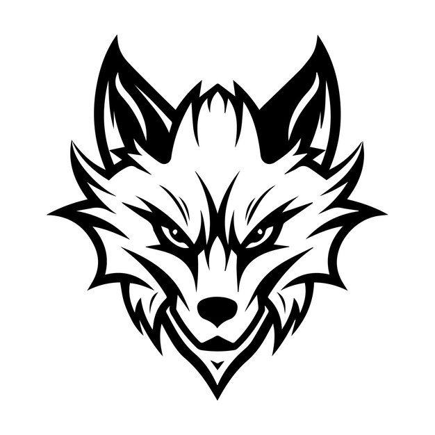 Vector illustration of an angry fox head crafted in a minimalist style perfect for logos and branding