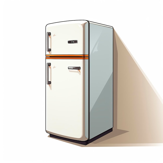 Vector illustration of antique refrigerator in kawaii anime style cartoon