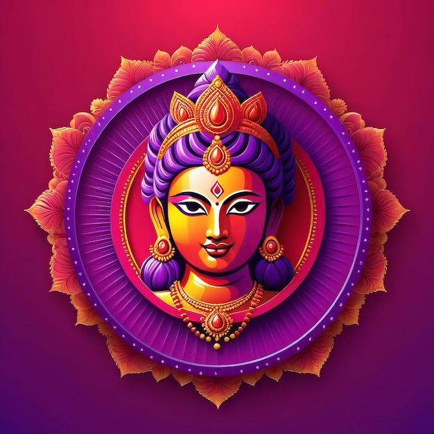 Векторная иллюстрация баннера индийского фестиваля бога Шри Други Счастливой Дурга Пуджи Субх Наватри