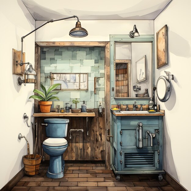 Photo vector illustration of a bathroom