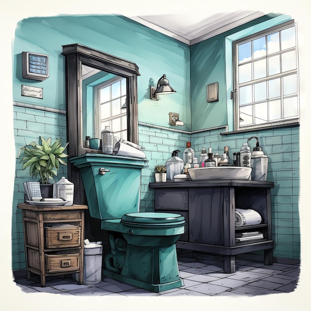 Photo vector illustration of a bathroom