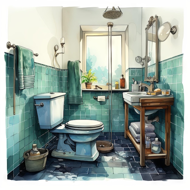 Векторная иллюстрация ванной комнаты