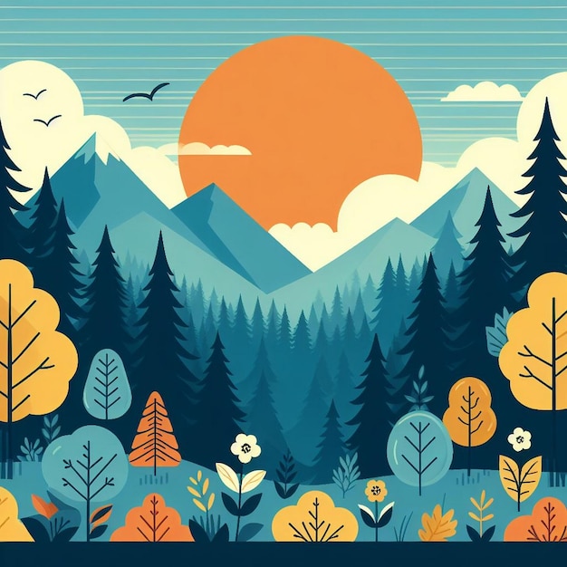 Photo vector illustration of a beautiful forest vector illustration