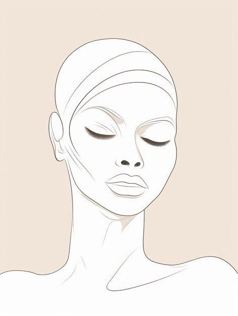 Vector illustration of a beautiful girl's face in line art style