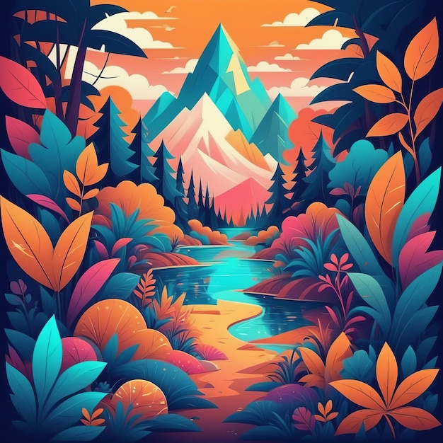 Vector illustration of a beautiful landscape in the mountains vector illustration of a beautifu