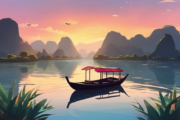 vector illustration of beautiful sunset background