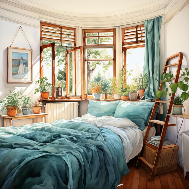 Vector illustration of a bedroom