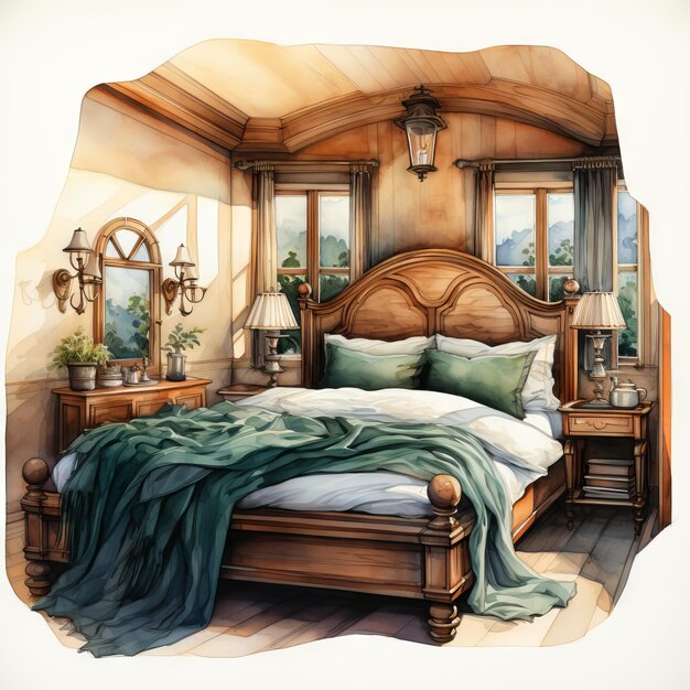 Photo vector illustration of a bedroom