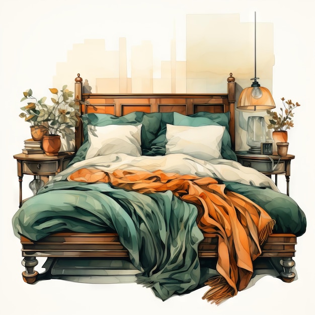 Photo vector illustration of a bedroom