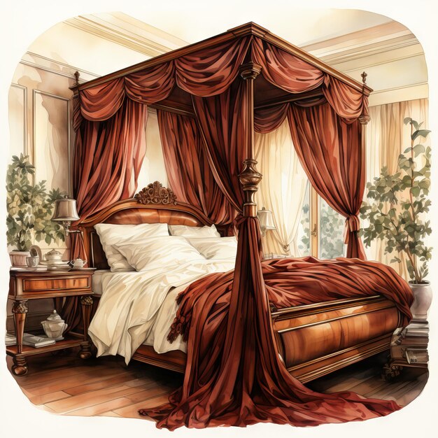 Photo vector illustration of a bedroom